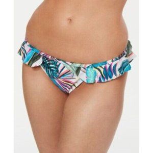 California Waves-Juniors Banana Leaf Ruffled Hipster Bottom, Multi-color, M, NWT